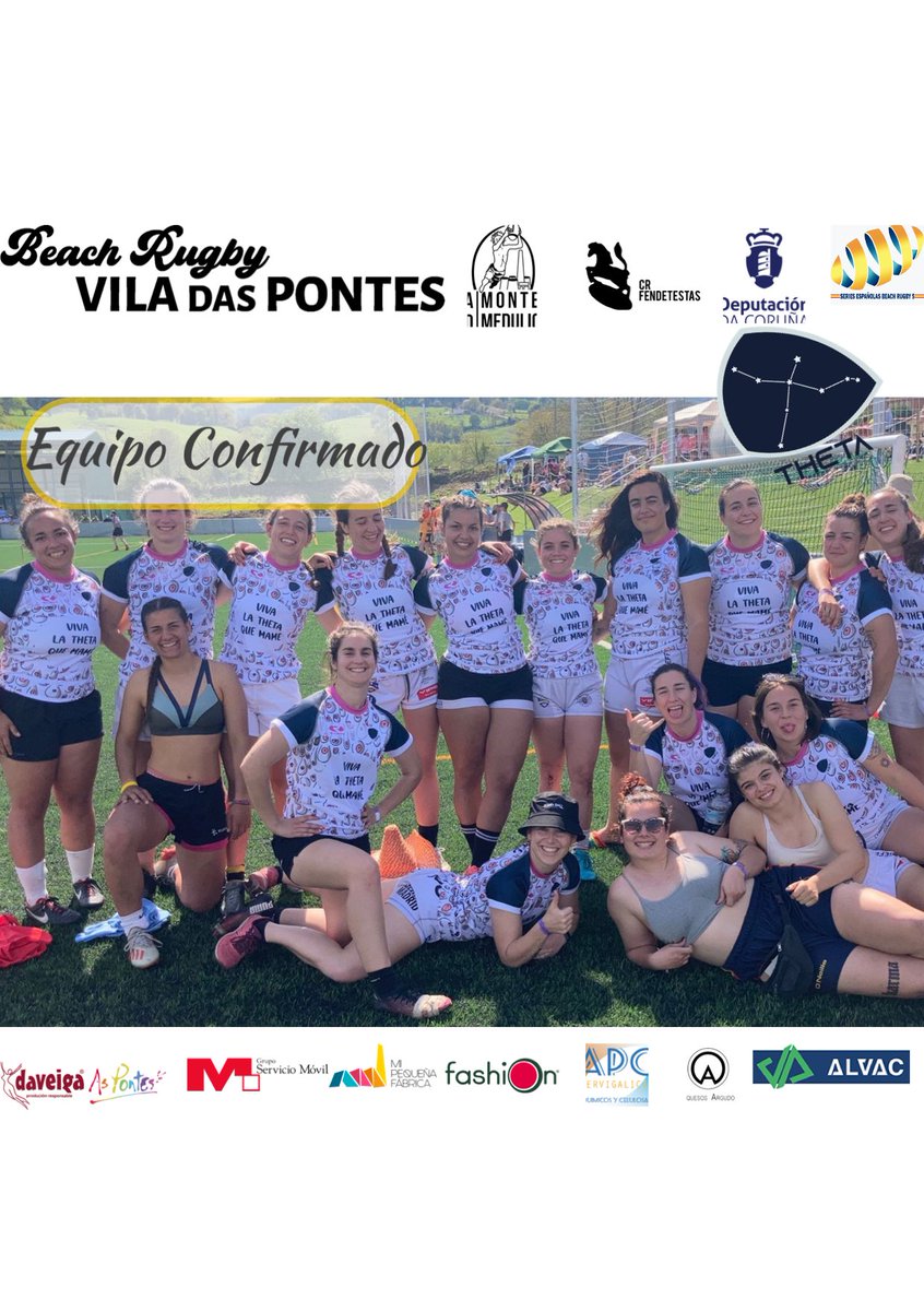 Rugby5De's tweet photo. EQUIPOS CONFIRMADOS

Categoría Femenina

@thetasxlapaz

Categoría Masculina 

@Charoitos  #rugbyminas

@Depucoruna  @TurismoAsPontes  @alvac  @MacronSports  @fendetestasrugb  @SE_RugbyPlaya_5  @MPF3D  @sandiafashion @quesosargudo @apcservigalicia https://t.co/psYORDoDJj