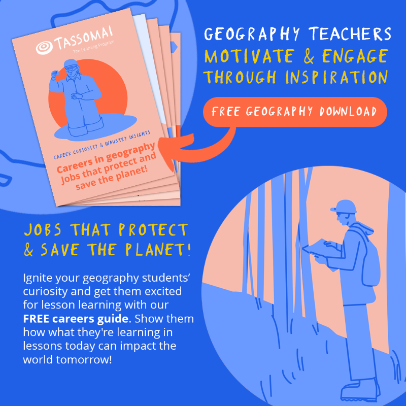 Tassomai's tweet photo. Geography teachers, motivate your students to achieve top grades by shining a light on the life-changing careers available and the value that a geography qualification can offer, with our FREE careers pack.