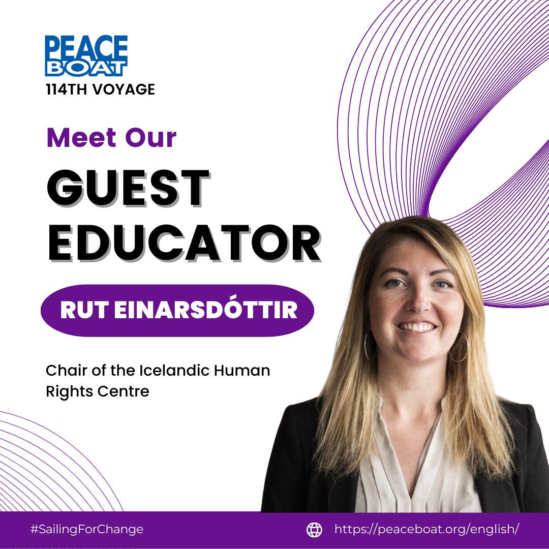 peace_boat's tweet photo. #PeaceBoatGuestEducators
#114GlobalVoyage
Joining Peace Boat from Mexico to Japan, @ruteinars, Chair of the Icelandic #HumanRights Centre and former SG of @kvenrett, will give lectures on #GenderEquality, #gender & corruption, and women & #disarmament. #SDG5 #SailingForChange https://t.co/3JWnbIOJXf