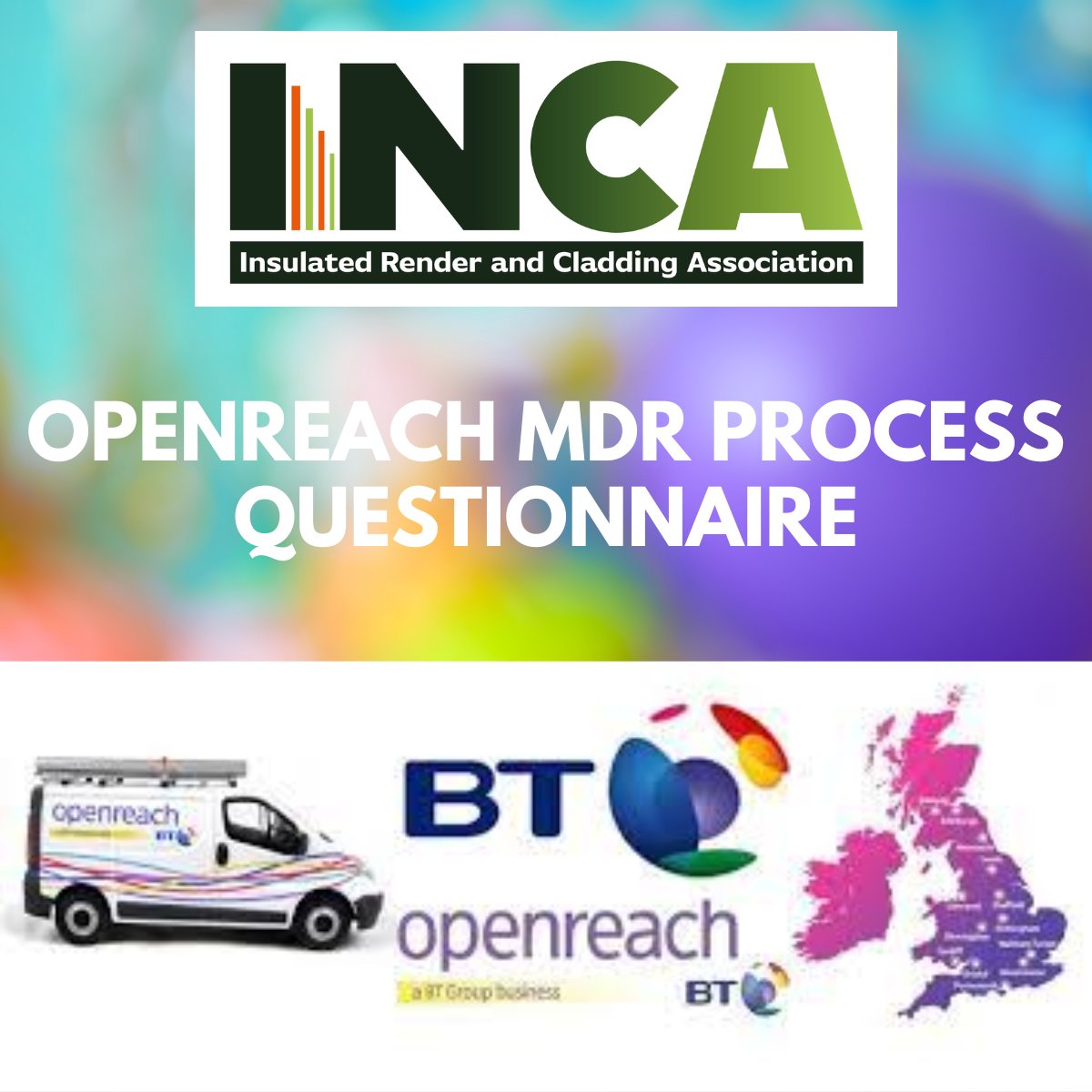 Attention all INCA Contractor members. 📢 To take part in our Openreach questionnaire, visit our MDR Process blog and complete the online form when you scroll down 🔻 lnkd.in/ep5TQdkv Deadline - Friday 14th July 2023. Thank you. #inca #externalwallinsulation #retrofit