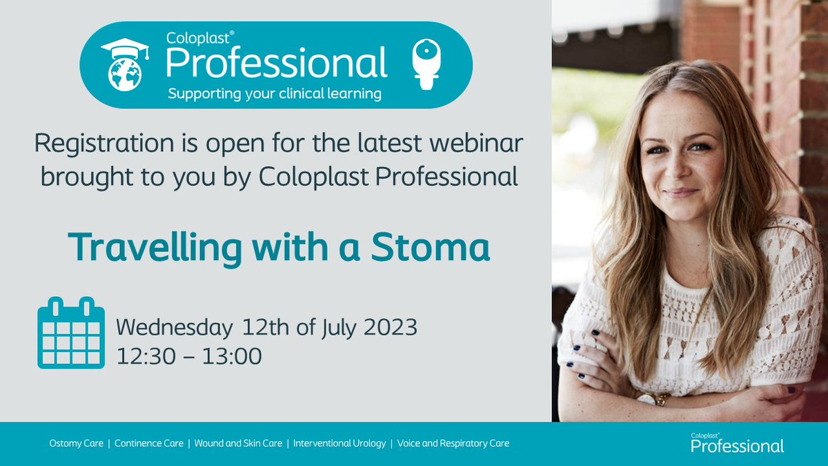 Register now! Next week Coloplast Professional will be holding a webinar that will discuss some of the most common complications and concerns when travelling with a stoma. Register today bit.ly/44m1yc9 #specialistnursing #stomacare #revalidation #webinar #CPD