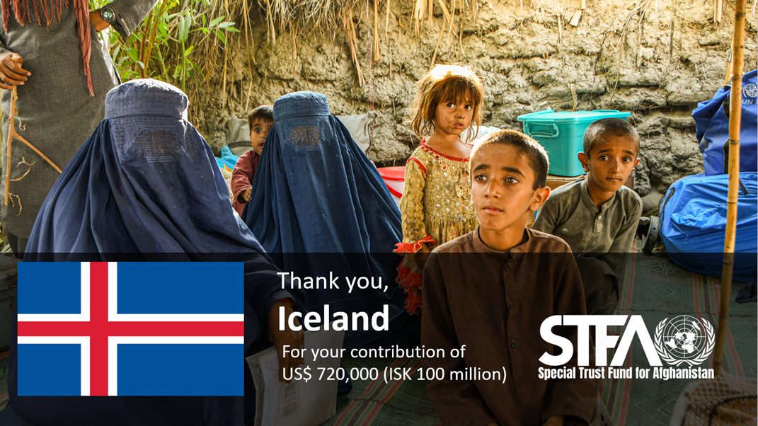 Takk, #Ísland 🇮🇸!

THANK YOU 🇮🇸@MFAIceland for your 2nd generous #contribution to #STFA 🙏This will help @unafghanistan continue support to #BasicHumanNeeds🤝with #Humanitarian in #Afg 2 empower especially vulnerable Afg 👩‍👧

#OneUN #UNSFA #DeliveringAsOne #NEXUS #DurableSolutions