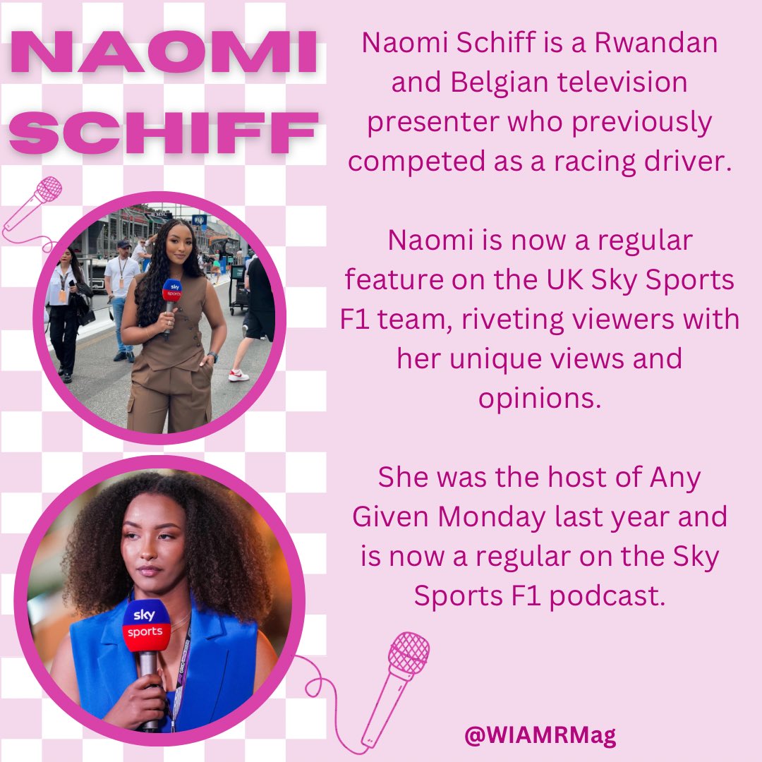 WIAMRMag's tweet photo. This month #WIAMRMag are going to be helping you learn more about the motorsport presenters you see while watching your favourite races ๐๐ค
This week it is the very inspiration @NaomiSchiff , did you already know the information below?
#womeninmotorsport #f1 #femalepresenter https://t.co/GAMMXWJZrR