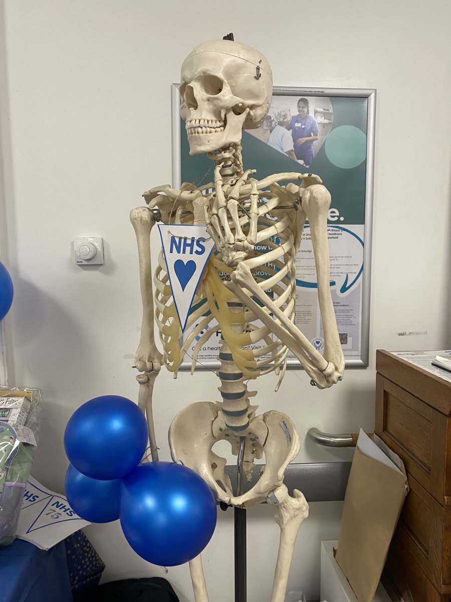 WelshHealthLib's tweet photo. We're celebrating the NHS turning 75! Morriston Hospital Library has even decorated their resident skeleton!
#NHS75 #NHSBirthday https://t.co/tZFOG9SlPQ