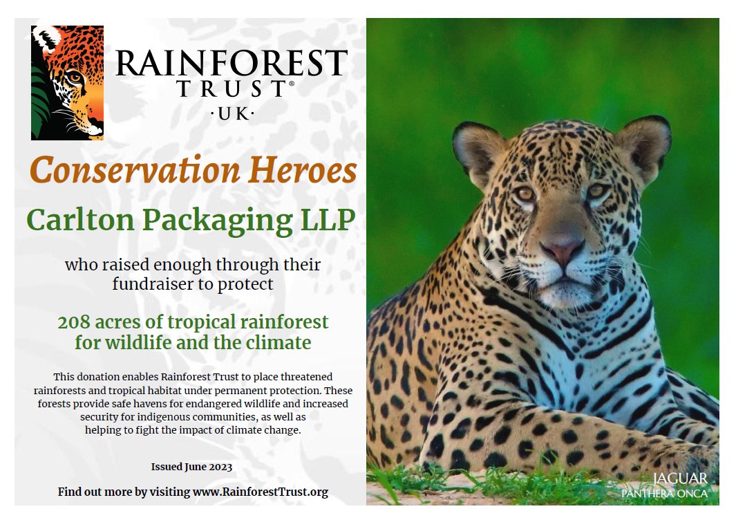 Last month, we held a rainforest-themed #charityday in support of the <a href="/RainforestTrust/">Rainforest Trust</a>, where we raised a total of £358, saving 208 acres of the Peruvian Amazon. Carlton is exceptionally proud to support such a good cause.