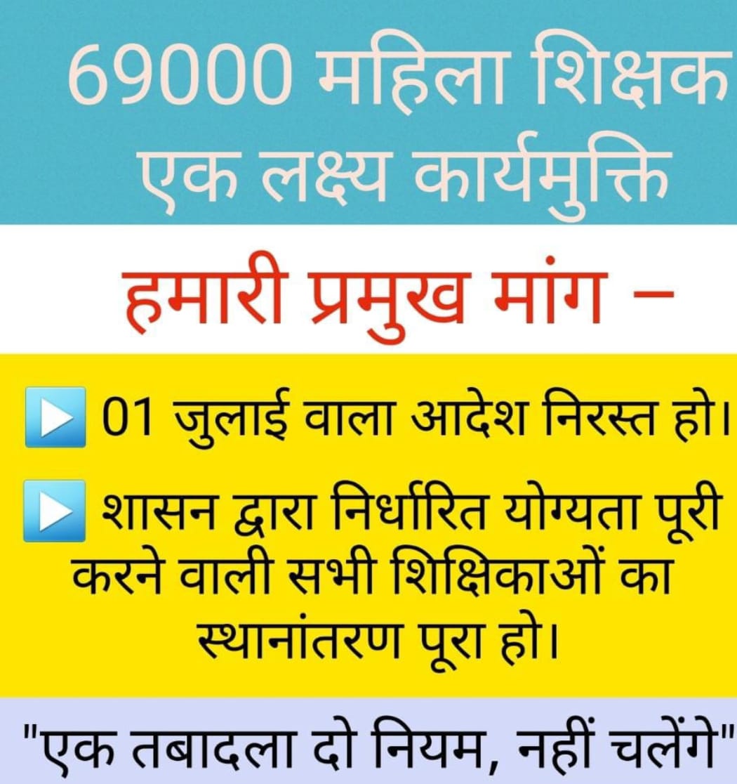 SandhyaPatelWO1's tweet photo. माननीय मुख्यमंत्री
@myogiadityanath
 जी बेसिक शिक्षा विभाग में अंतर्जनपदीय स्थानांतरण में 69000 शिक्षक भर्ती की महिला शिक्षिकाओं को शपथ-पत्र लेकर कार्यमुक्त कराने की कृपा करें।
69k की चयन सूची रिविजिट होने से भी शिक्षिकाओं को लाभ मिलेगा।
@thisissanjubjp
@UPGovt
#69000कार्यमुक्ति https://t.co/lYXWu3OxZz
