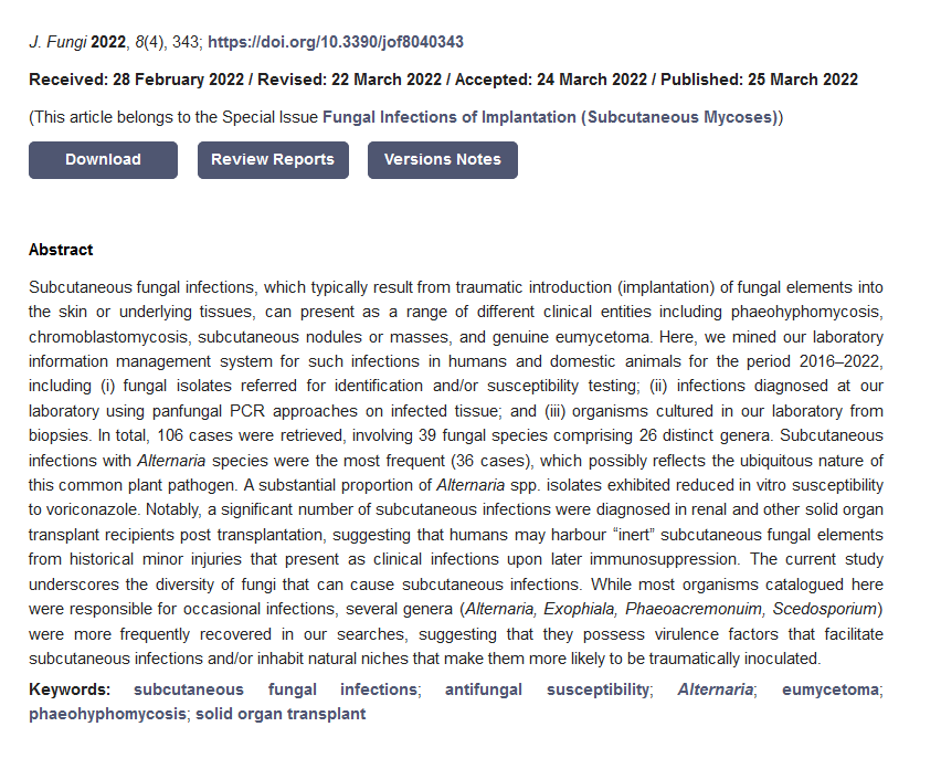 JoF_MDPI's tweet image. ❗️🔝 In this research, the authors studied the "#Fungal Infections of #Implantation: More Than Five Years of Cases of #Subcutaneous Fungal Infections Seen at the UK #Mycology Reference Laboratory"
👉 Find out more about this topic here:
mdpi.com/2309-608X/8/4/…
