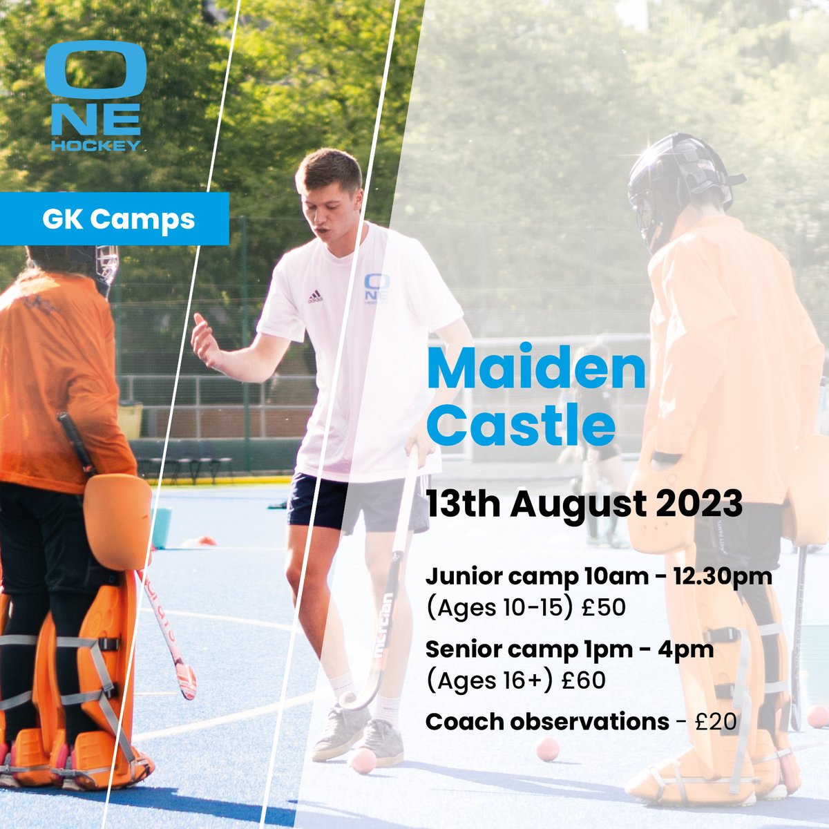 For the first time ever, ONE Hockey are bringing you a dedicated goalkeeping camp!

Come and join 2 of the UK's leading goalkeeper coaches. Tom Millington and Simon Lee will run sessions for both under 16s and over 16s.

Spaces are limited so book now! bit.ly/3XBTsKu