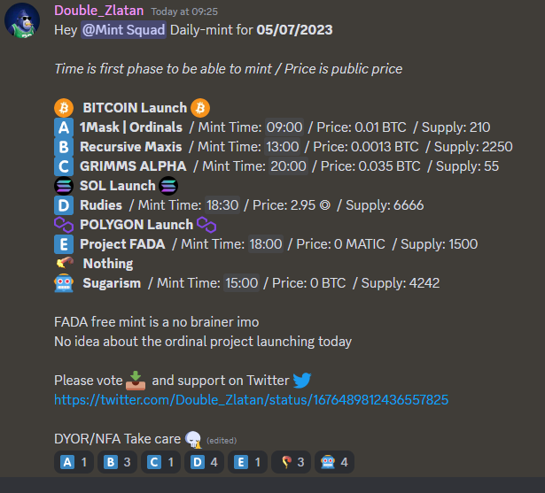 DaraSensei's tweet photo. GM jpeg enthusiasts.

Today i want to shout out 2 people that make our lives in web3 so much easier with their daily mint calendars.

@Double_Zlatan &amp; @ieAle_ drop them a follow.

Projects are getting rescheduled like every day and these guys help us to keep an overview easily. https://t.co/5pMyPkhpND