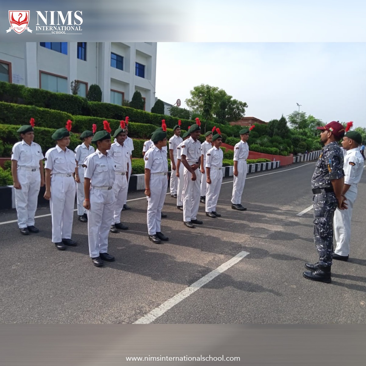 NIMS_School's tweet photo. Day 2 of the NIMS International School NCC Annual Camp began with an invigorating PT session led by the school's dedicated staff.

Guest instructors Mr. Hari Ram and Mr. Rakesh from the esteemed 3 Raj Naval Unit NCC gave a session to the cadets. 
#NIMSSchool #NCC #AnnualCamp https://t.co/ZT2hh4SjCE