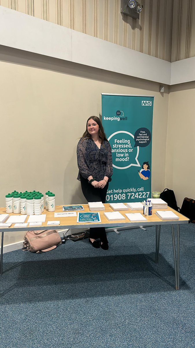 KeepingWellBLMK's tweet photo. Find us at @CNWLNHS Therapies Conference today - we’re excited to be at the @ridgewaycentre! 

Talk to our team on how to get free, confidential support for your wellbeing if you work across #BLMK in health &amp; social care - we’ve also got some lovely freebies to hand out 👀 https://t.co/mzXwIXIHoz