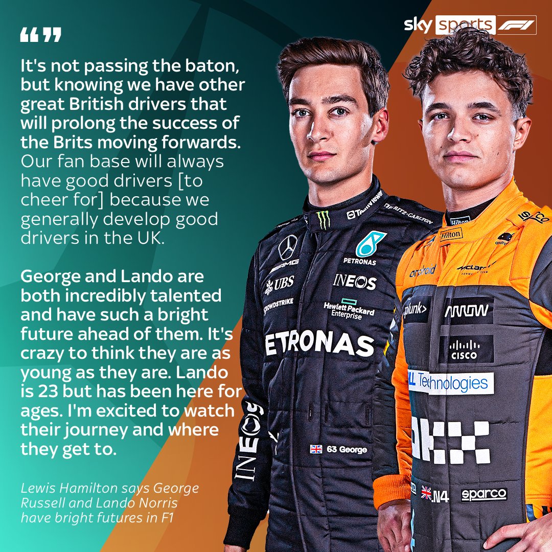 SkySportsF1's tweet photo. Lewis Hamilton 🤝 George Russell 🤝 Lando Norris https://t.co/nXB01EK8ox