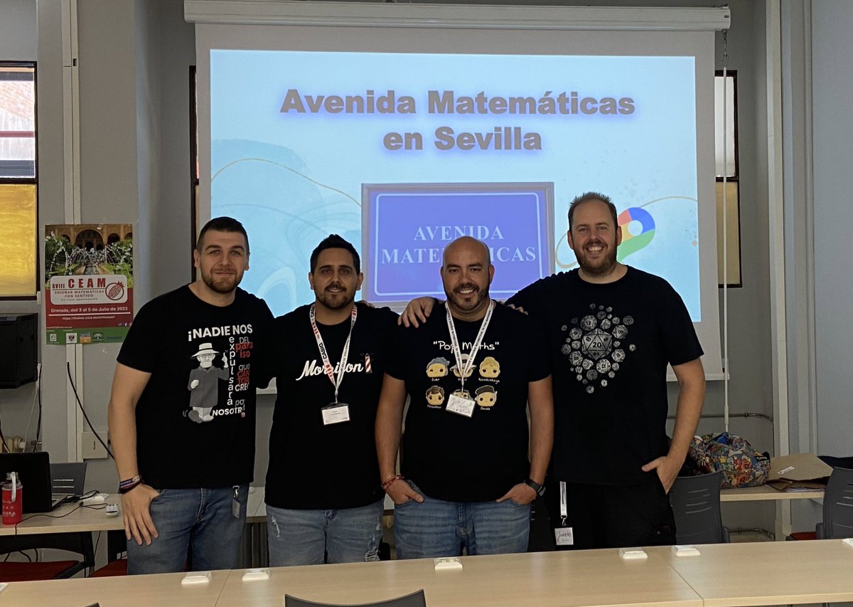 Avenida Matemáticas en el @xviiiceam de la <a href="/saemthales/">SAEM Thales</a> impartida por <a href="/juanripu/">Juan Miguel Ribera</a> <a href="/jlriosc/">J. Luis</a> <a href="/AlbertitoCB/">AlbertitoCB</a> <a href="/JcVirin/">Virin</a>