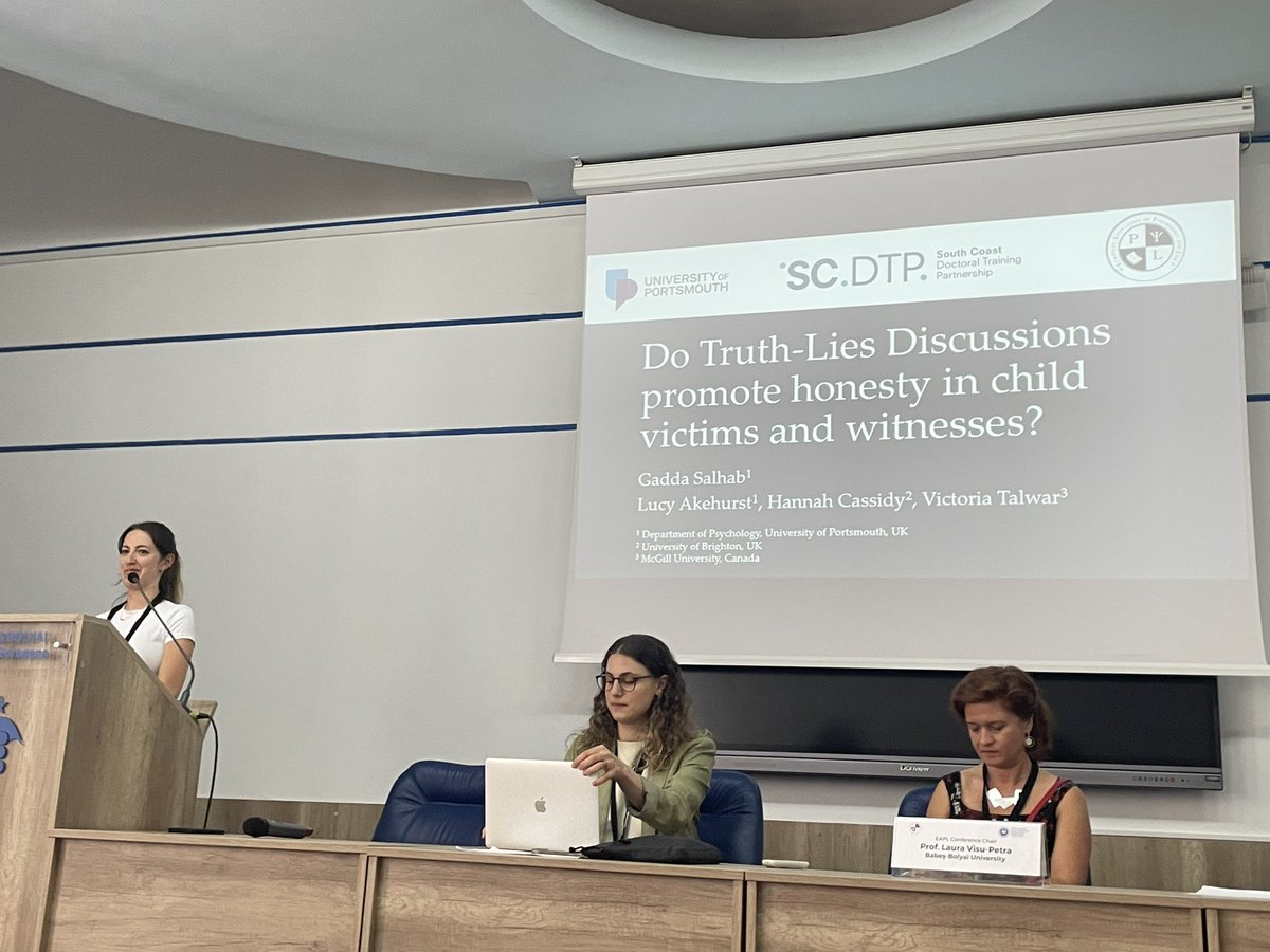 Lucy Akehurst (@lucyakehurst) on Twitter photo Great talk by <a href="/g_salhab/">Gadda Salhab</a> …. Truth-Lies Discussions at the beginning of interviews do not promote honesty in child witnesses! #eapl2023 Great talk by <a href="/g_salhab/">Gadda Salhab</a> …. Truth-Lies Discussions at the beginning of interviews do not promote honesty in child witnesses! #eapl2023
