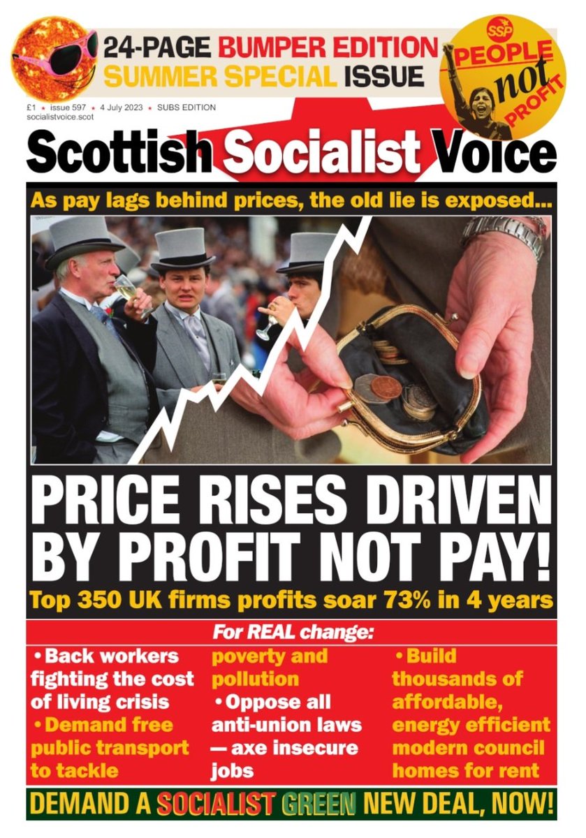 Issue 597 of the Scottish Socialist Voice is out now. Since 1995, the @ssv_voice has been bringing working-class voices and socialist perspectives to the front page of Scottish politics. ✊ Subscribe today: socialistvoice.scot/subscriptions/