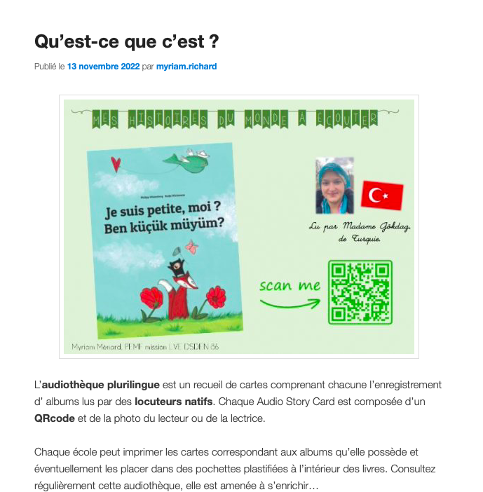 👂Connaissez-vous l’audiothèque plurilingue ? Cette belle ressource de l’Académie de Poitiers permet d’écouter des albums jeunesse lus dans une sélection de 18 langues.
🙌 Un site à découvrir ici : blogpeda.ac-poitiers.fr/audiothequeplu…