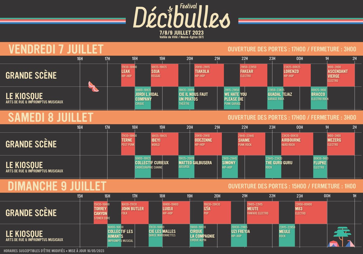 🟠 Le planning des concerts 🟠

Un petit rappel pour que vous puissiez être au taquet !