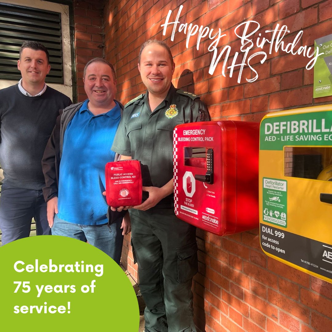 Happy 75th Birthday to the NHS 💚

Thank you for always supporting us and the nation to offer life-saving treatment and support.

#ThankYouNHS #NHS #75YearsOfNHS #NHS75thBirthday #SupportTheNHS #AEDdonate #CardiacArrest #Defibrillator