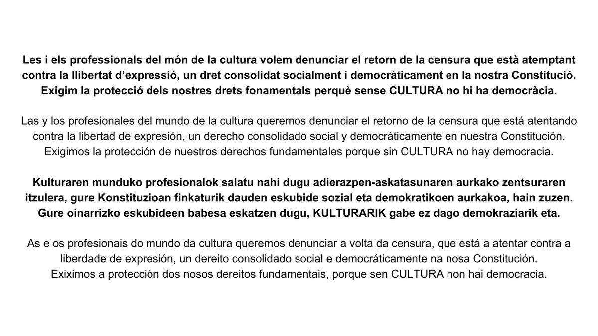 Sense CULTURA no hi ha democràcia.