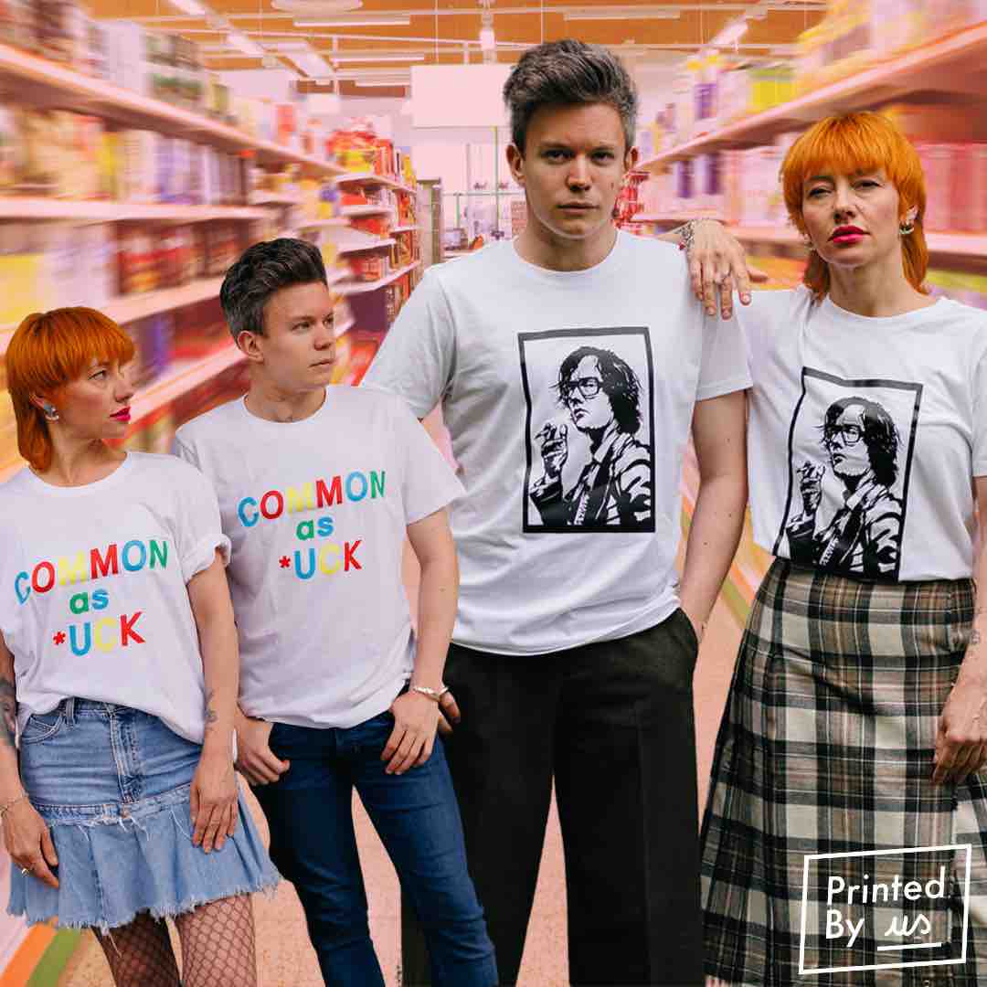 Counting down the days to Pulp’s home coming next week? 🎸 Get gig ready in our “Jarvis” and “Common as *uck” T-shirts! 🎶✨ 🛍️ Available in-store at @OrchardSquare or online 👉 printedbyus.org/collections/sh… #PrintingPositiveChange