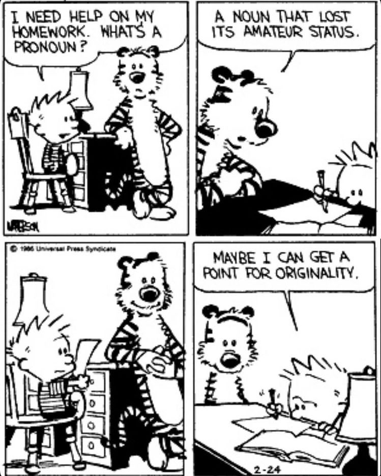 CWC_AshokaUniv's tweet photo. It’s Bill Watterson’s Birthday - so we are sharing a favourite from the Calvin and Hobbes archive.. revisit your old favourites too for a dose of real humour :) 

#CalvinandHobbes #EnglishHumour #Grammar https://t.co/6SXNW9pEcP