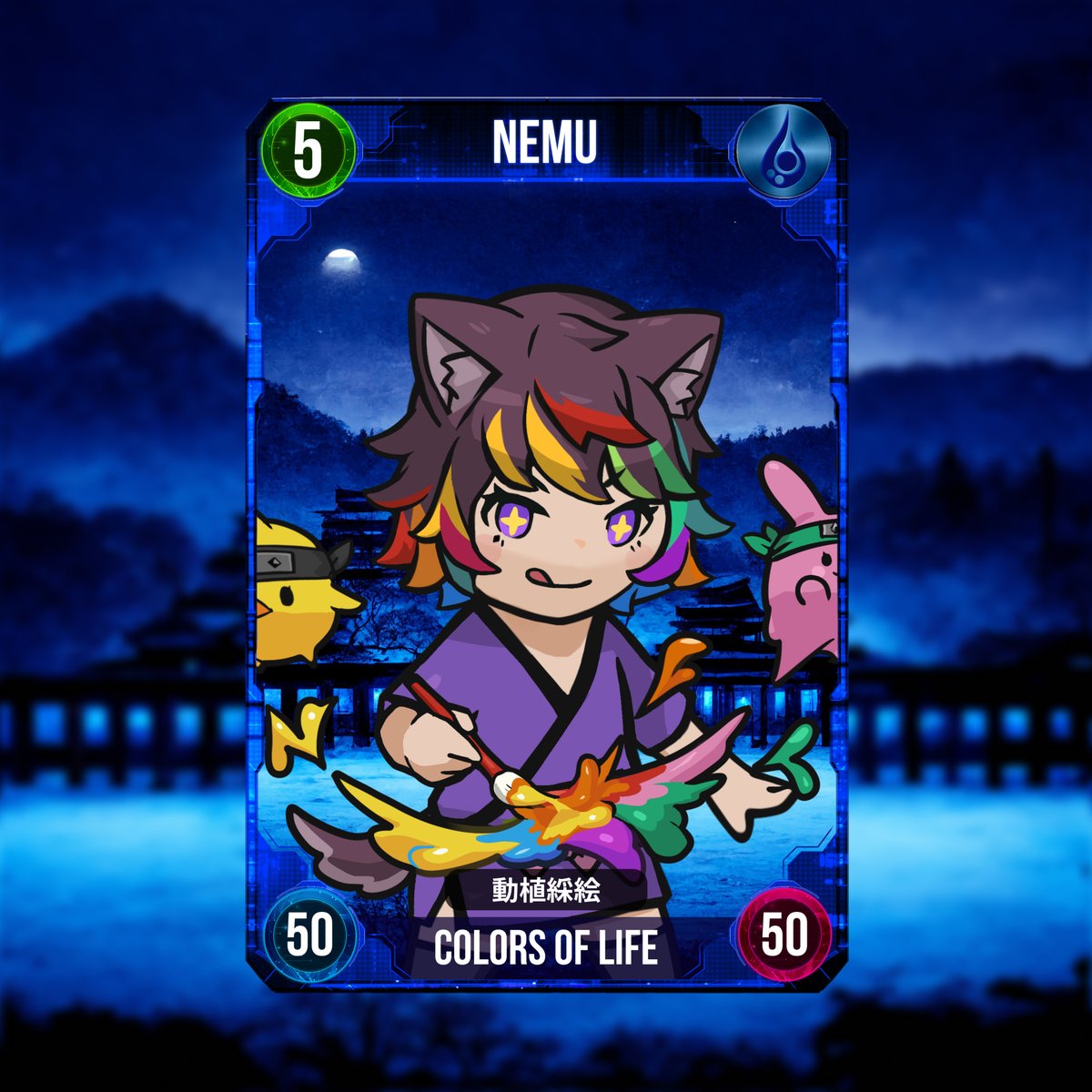 xana_net's tweet photo. ⚔#NFTDuel - #CryptoNinja - #NFT 

🥷NEMU celebrates a colorful Level 5.

👉Her brush can deal 50 damage with one stroke. And conjure a dynamic defensive wall of 50 instantaneously.

👉Add colors to your duels.

🔗https://t.co/tObTjrzC23 

#XANA #CNP #NinjaDAO https://t.co/oWL1s8JpCl