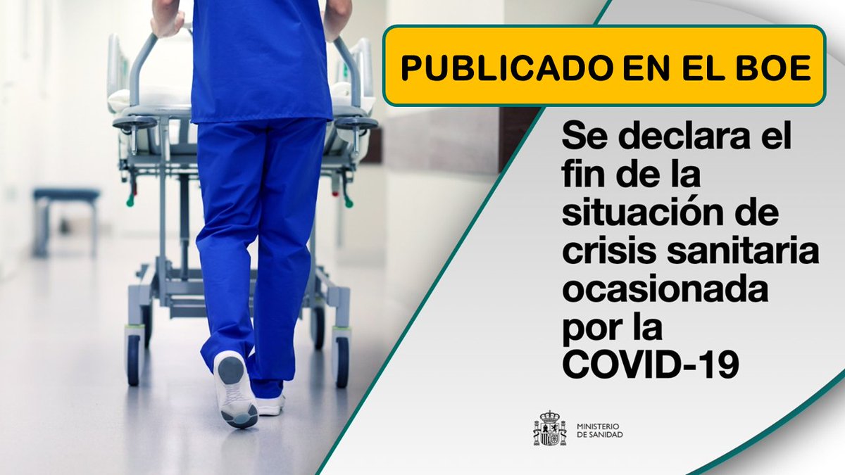 Ministerio de Sanidad (@sanidadgob) on Twitter photo 🔴 Publicada en el BOE la Orden <a href="/sanidadgob/">Ministerio de Sanidad</a> por la que se declara el fin de la crisis sanitaria #COVID19
boe.es/boe/dias/2023/…
✔️ Desde este momento decae la obligatoriedad del uso de #mascarillas en los espacios en los que aún se mantenía
#FinCrisisSanitariaCOVID 🔴 Publicada en el BOE la Orden <a href="/sanidadgob/">Ministerio de Sanidad</a> por la que se declara el fin de la crisis sanitaria #COVID19
boe.es/boe/dias/2023/…
✔️ Desde este momento decae la obligatoriedad del uso de #mascarillas en los espacios en los que aún se mantenía
#FinCrisisSanitariaCOVID