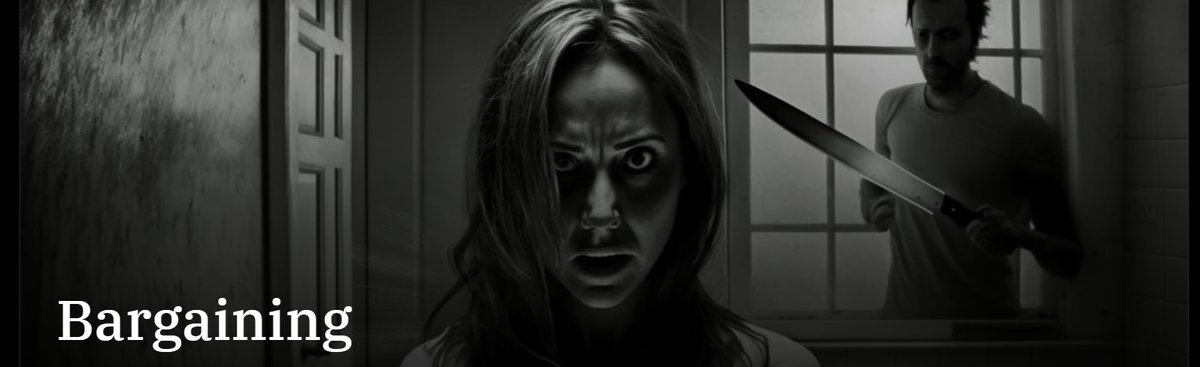 aheckmoore's tweet photo. Tried an AI game called "Bargaining" (bargain the horrifying killer to release your friends), full of words (like a continue-writing to a script) https://t.co/9rwwKBylOC