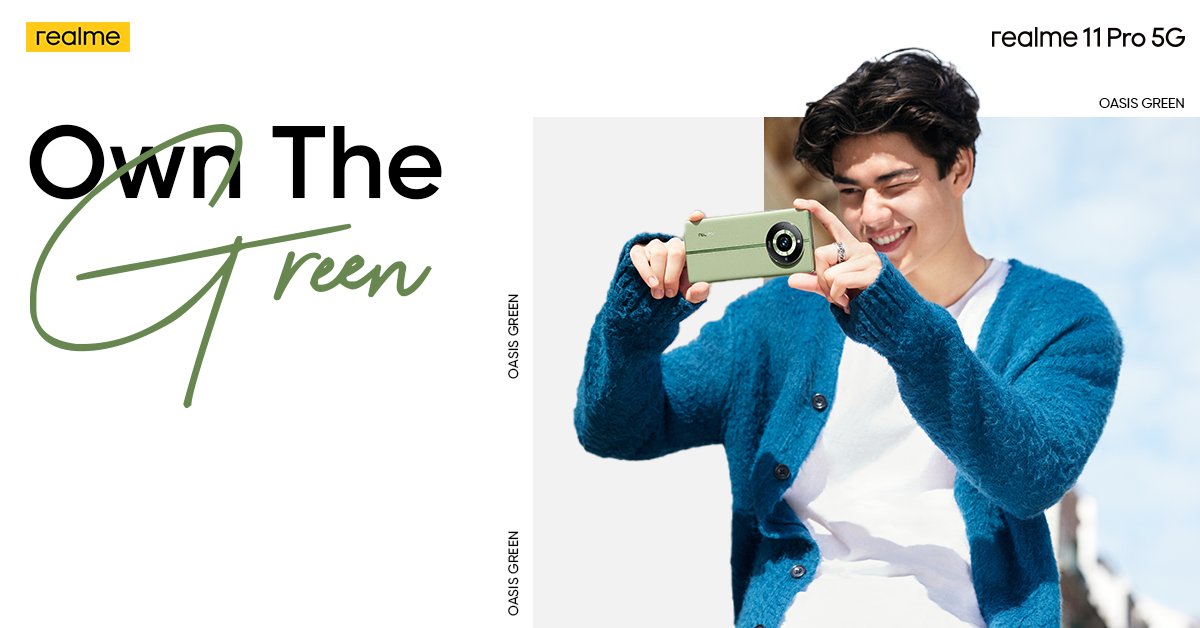 realmeIndia's tweet photo. The liveliness of the green inspires us all!
With the all-new #realme11Pro5G, you get to own the beauty of nature in its #NextLevelGreen.
#CurvedDisplayNextLevel
Buy now: https://t.co/xy03imC5jk https://t.co/FiQaGpMotq