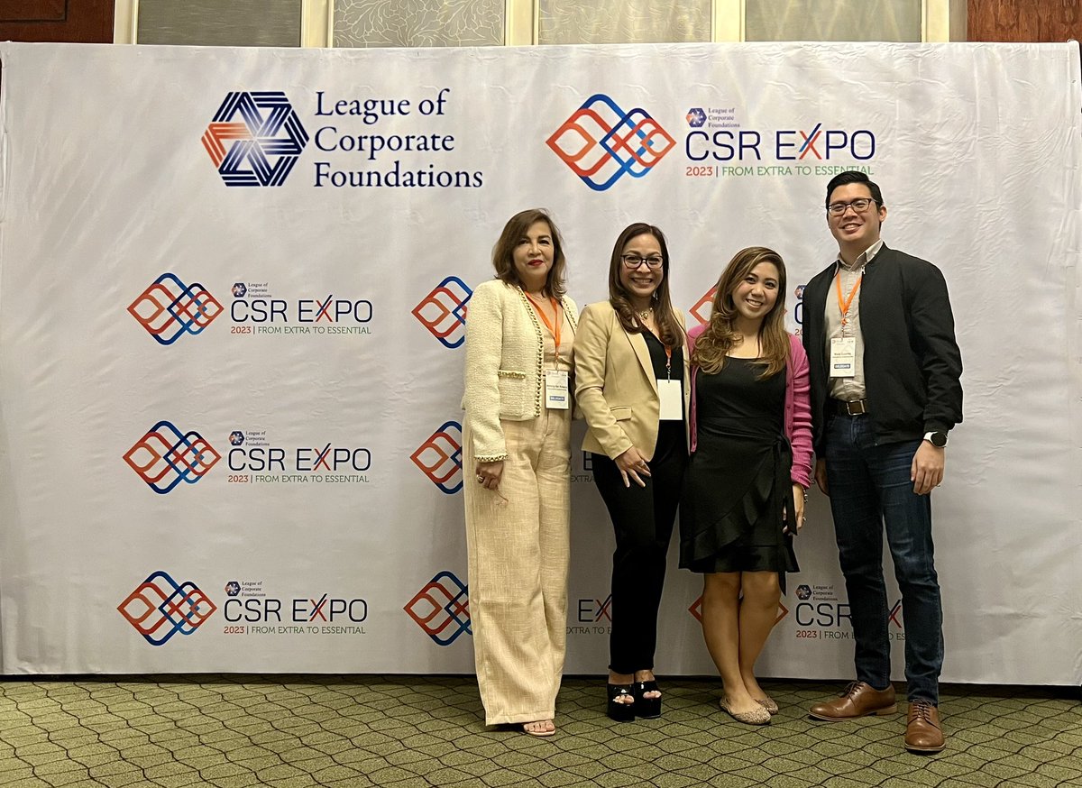 wadeeusores's tweet photo. Team Metro Pacific here at the League of Corporate Foundations 2023 CSR Expo. With MPIC VP for PR and CC Melody Del Rosario, MPIC CFRSO Chaye Cabal-Revilla, MPIC VP for IR Kris Aldover-Ysmael and yours truly for MPIF.

Championing CSR and ESG in the Philippines!

#ESG #CSR https://t.co/9rMwl6jYI6