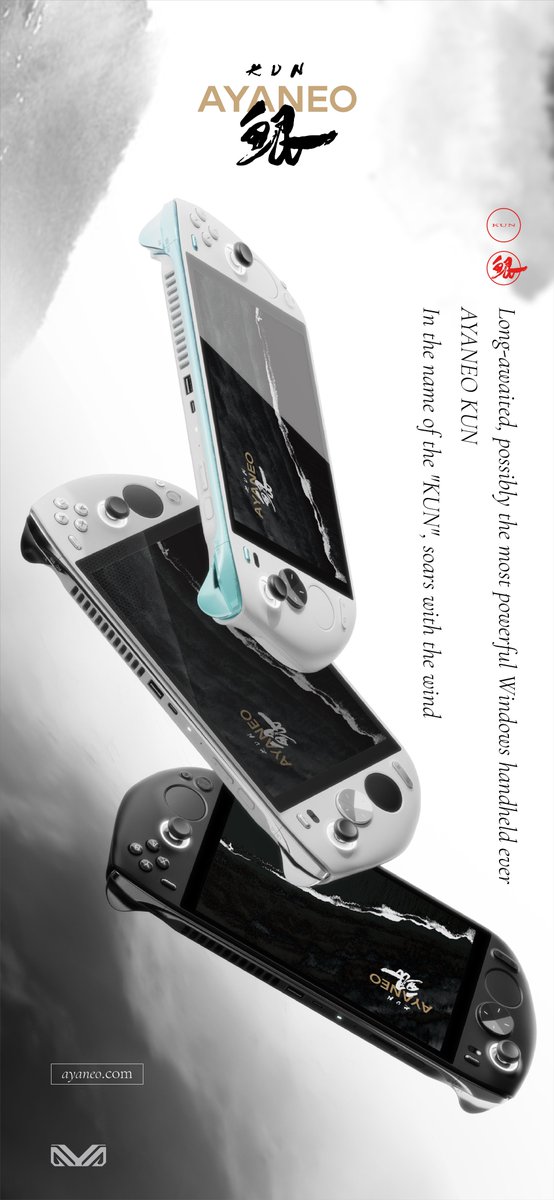 Long-awaited, possibly the most powerful Windows handheld ever: #AYANEO KUN! 🎮✨

In the name of the "#KUN", soars with the wind.

Perhaps the best color performance in the industry with 8.4" screen, the longest battery life, and the best heat dissipation performance.