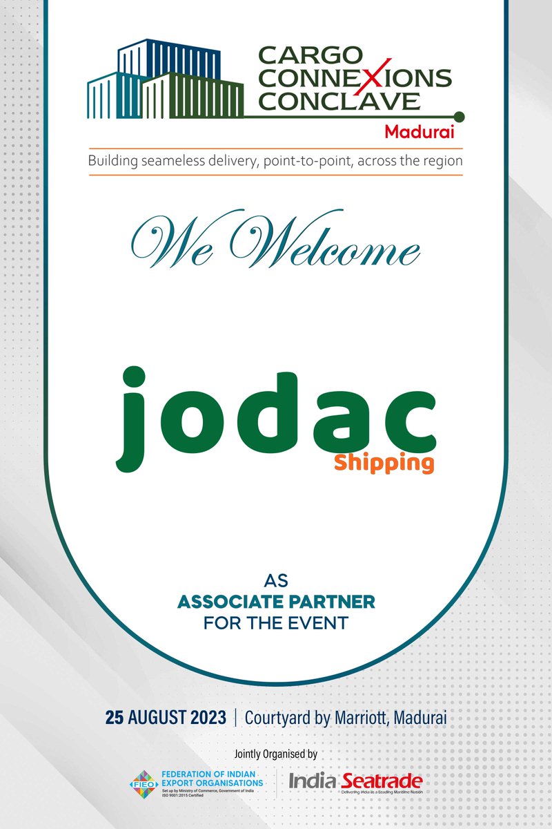 SeatradeIndia's tweet image. 🌟 We are pleased to extend a warm welcome to #jodacshipping as our esteemed Associate Partner for the event! 🤝

Join us and witness the power of collaboration in action! 🎉

Secure your spot now: 🔒🎟️lnkd.in/g7bFSz8Z

#EventPartnership #AssociatePartner #jodacshipping