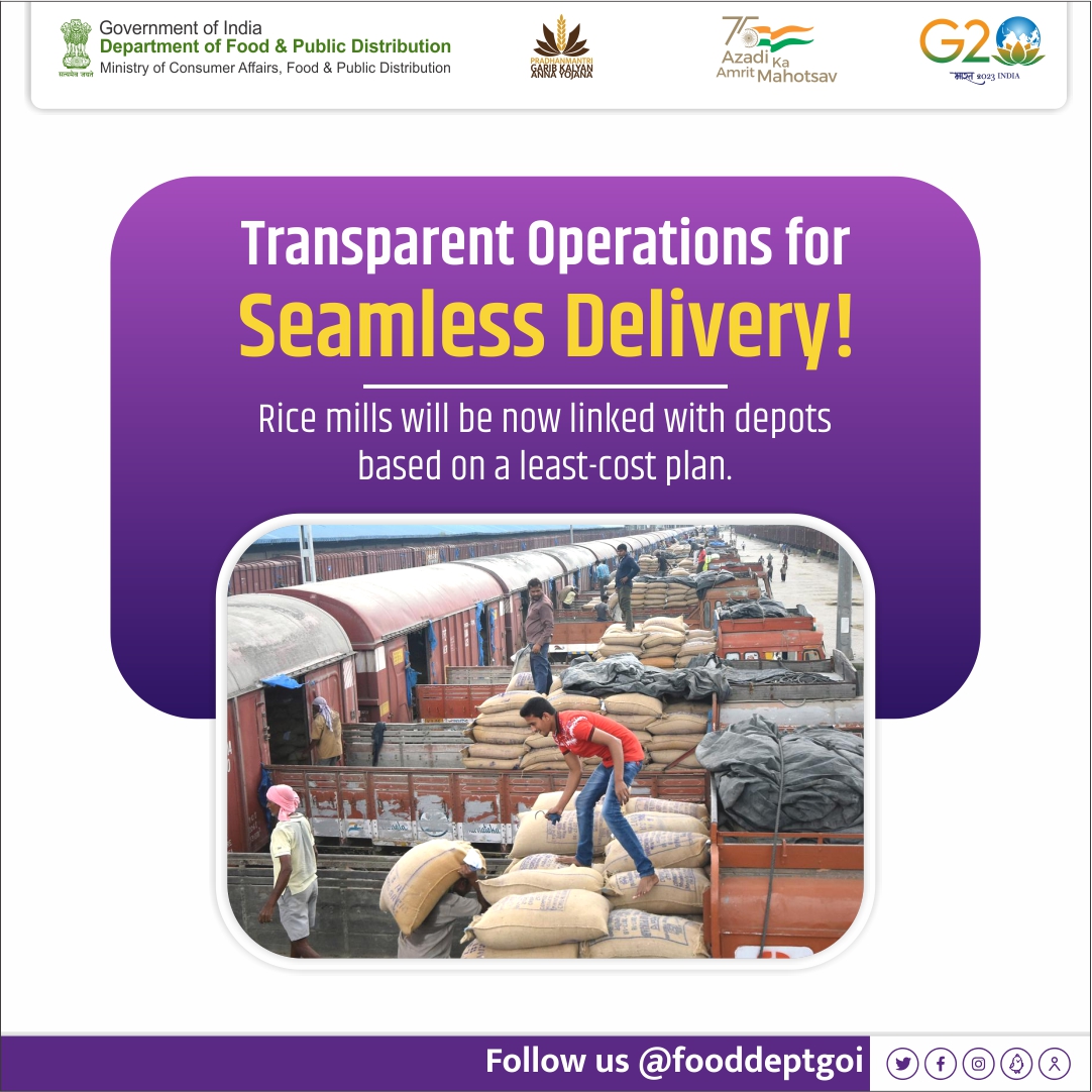 fooddeptgoi's tweet photo. Ensuring transparent operations: Linking Rice Mills with Depots will be based on a least-cost plan, shared publicly, and automated for seamless delivery. 
#TransparentOperations #RiceMills #NationalFoodConference2023 https://t.co/Iu8tq37KT9