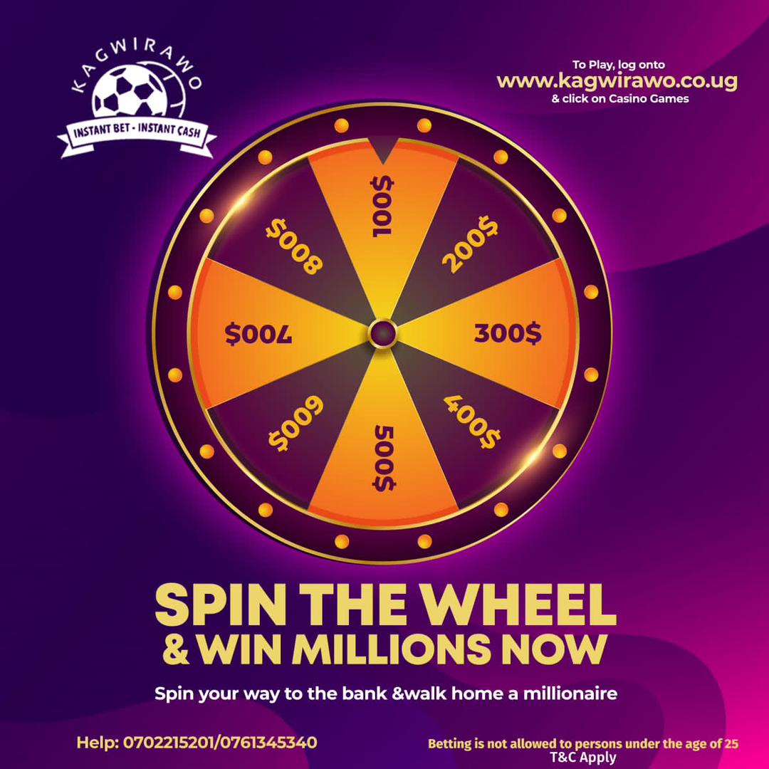 Enjoy a great time spinning the wheel of fortune and win millions 🤗. 

click bit.ly/43vzOSt to sign up and play

#KagwirawoUpdates