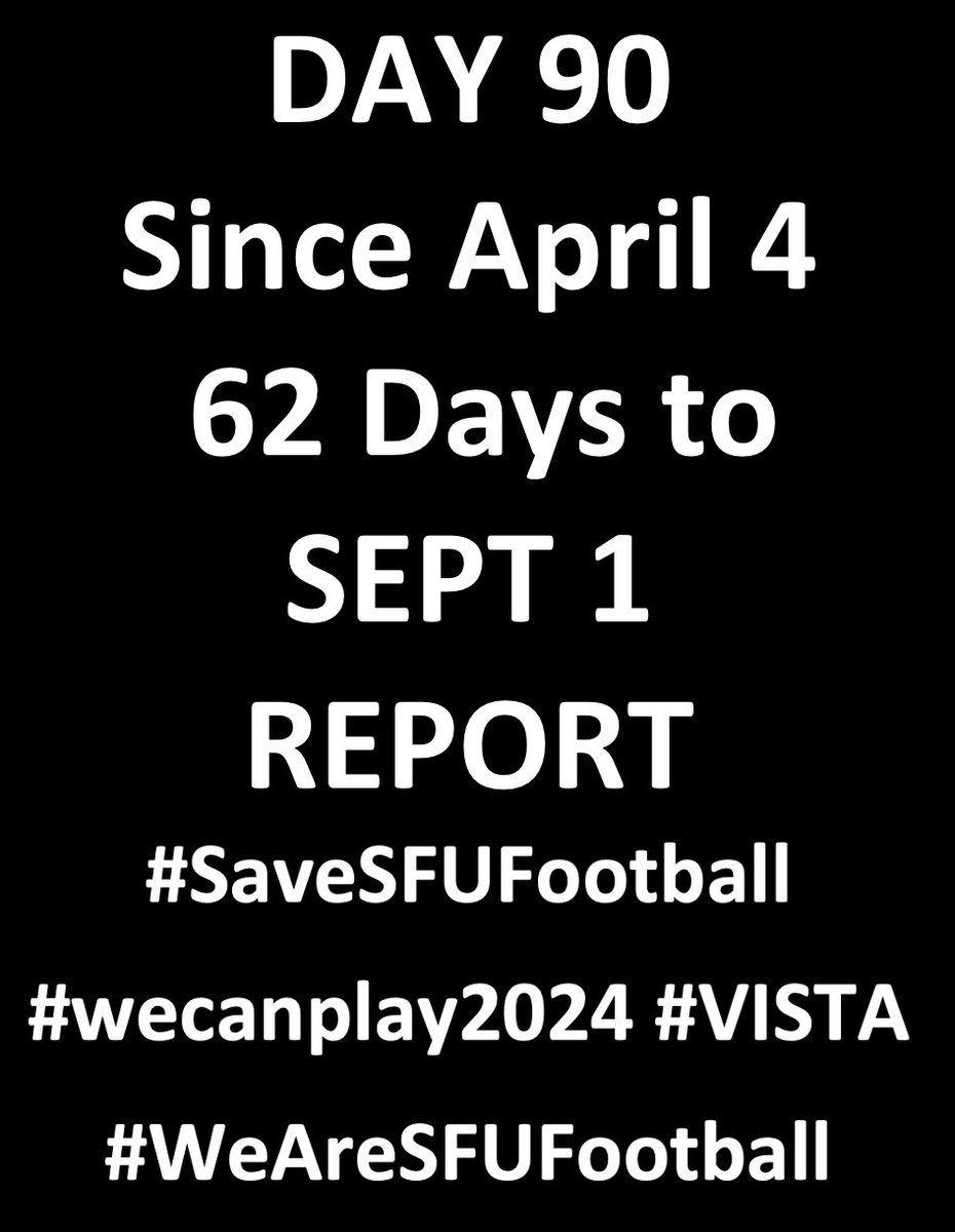 4th month begins <a href="/drjoyjohnson/">Joy Johnson</a> 

You knew or should have known 🧵 

Do the right thing NOW for <a href="/SFUFootball/">SFU Football</a> student athletes

#wecanplay2024 #VISTA

#SaveSFUFootball 🇨🇦🏈

Students &amp; alumni
#WeAreSFUFootball

You will move on <a href="/drjoyjohnson/">Joy Johnson</a> but we will always be <a href="/SFUalumni/">SFU Alumni</a>