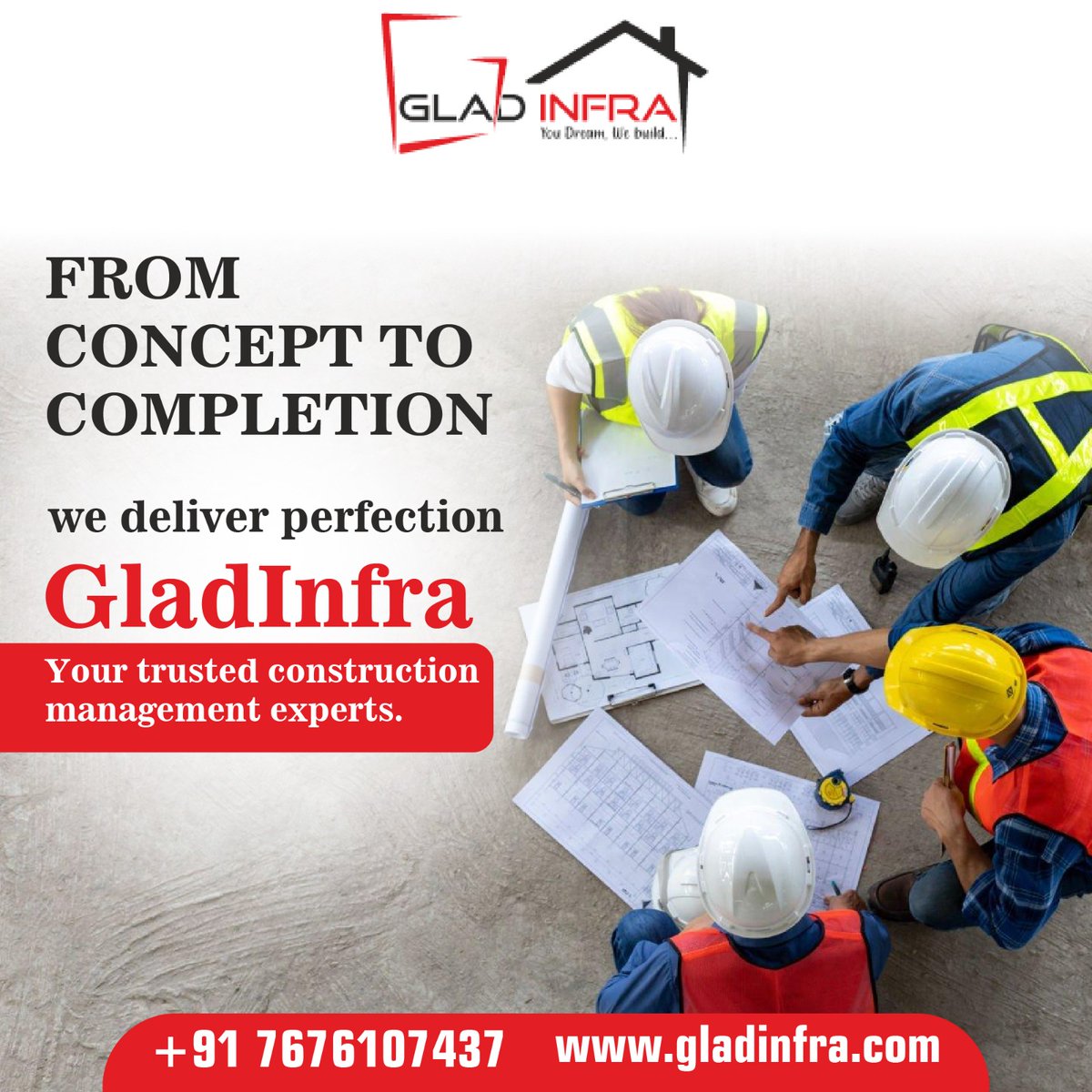 GladInfra's tweet photo. From Concept to Completion, We Deliver Perfection
GladInfra, Your Trusted Construction Management Experts
 https://t.co/5nbcPfM82D | +91 7676107437

#GladInfra #GladInfraConstruction #QualityConstruction #InnovativeSpaces #DreamBuilders #ConstructionExperts #ReliableContractor https://t.co/RMSh4QbRL3