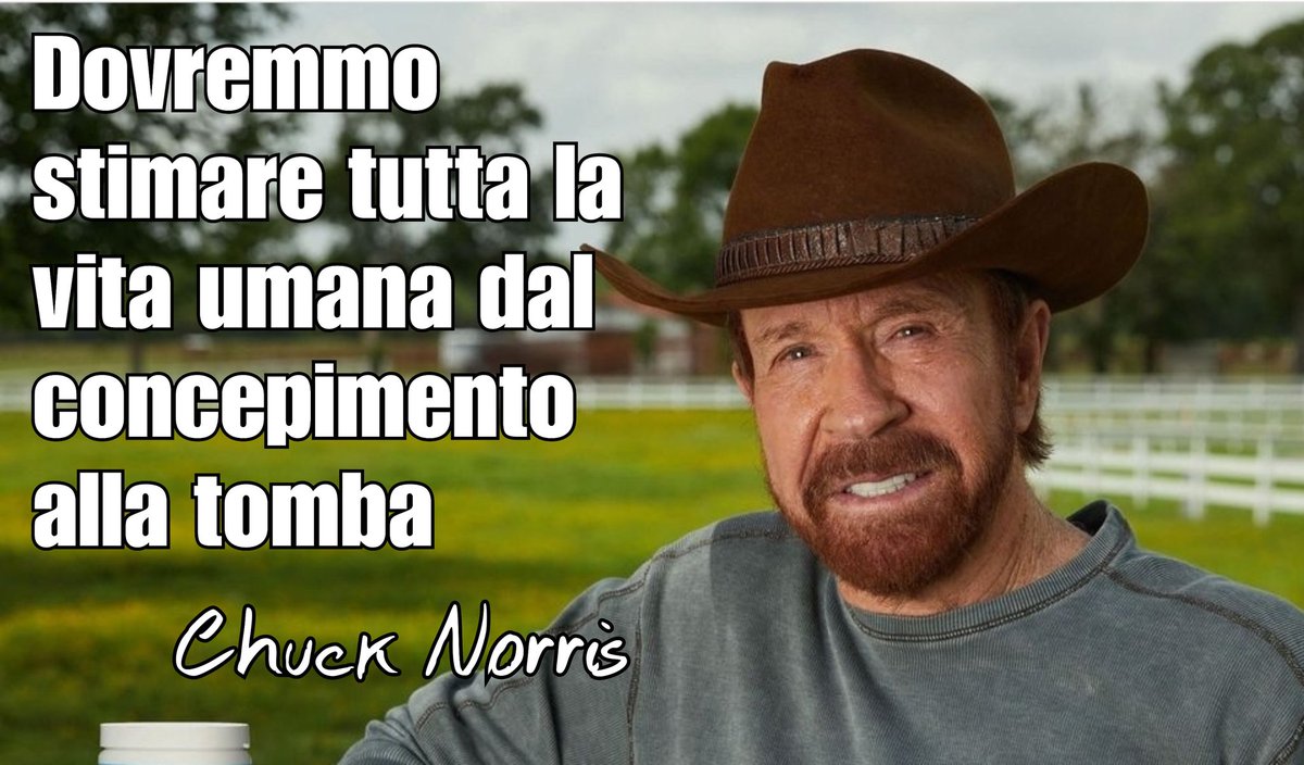Buongiorno amici. 
Pochi sanno che l'attore ed esperto di arti marziali Chuck Norris è un convinto #ProLife
Ecco le sue parole: 
'Dovremmo stimare tutta la vita umana dal concepimento alla tomba'.
Grande Chuck!
#stopabortion
