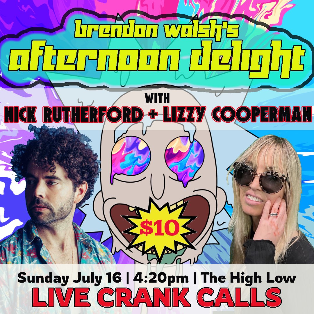 Sunday, July 16th at 4:20pm at the High Low Bar, it’s another Afternoon Delight! With @nickrutherford & @lizzycooperman - get tickets before it sells out! eventbrite.com/e/afternoon-de…