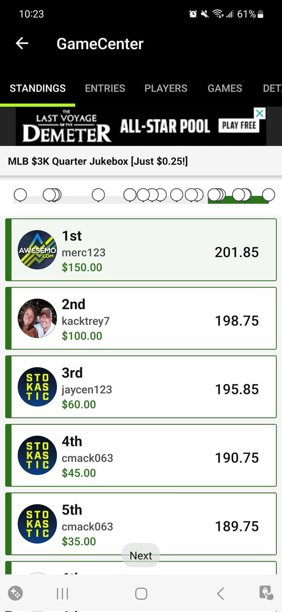 MerculiefAlex's tweet photo. @StokasticHOF took down the .50 and .25 on draftkings tonight, all thanks to the tools and expert analysis from the stokastic team. https://t.co/btRE5qNe8F