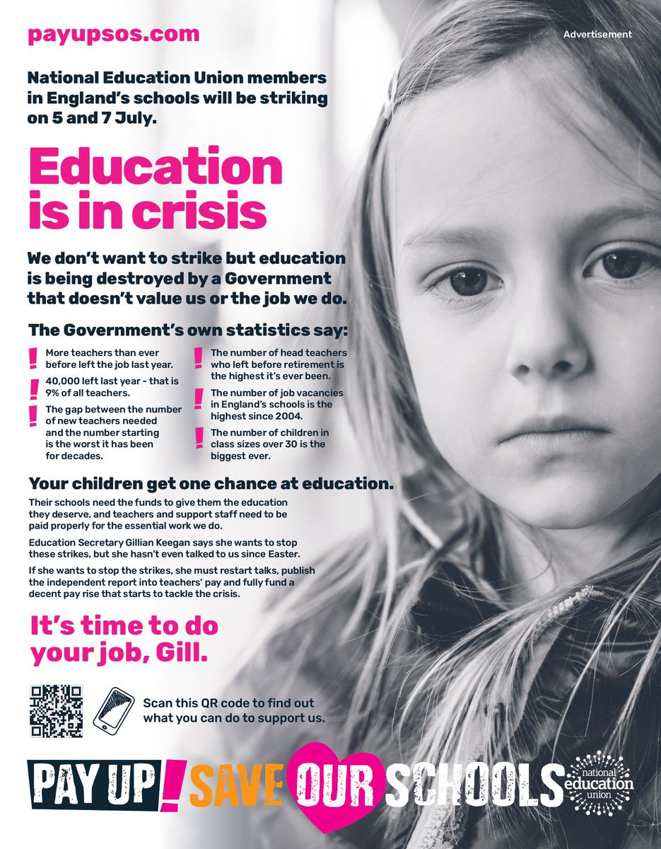Today as 300,000 teachers go on strike to #SaveOurSchools this is why. 

👉 Share or like if you’re with us.