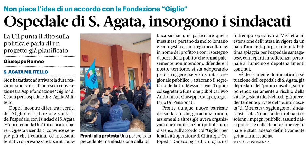 🔵Gazzetta del Sud (5.7.2023)🔵
#uil #messina #sanita #dirittoallasalute #sanitapubblica #ospedale #santagatadimilitello