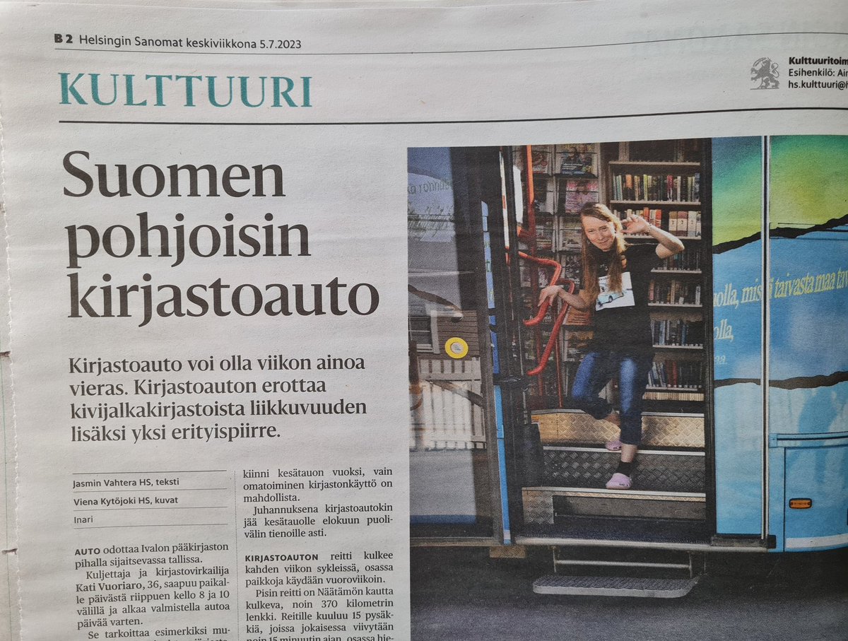 Kaikkien elävien ja kuolleiden paikallislehtien kesäjuttuklassikko: kirjastoauton matkassa ❤️ #journalismi