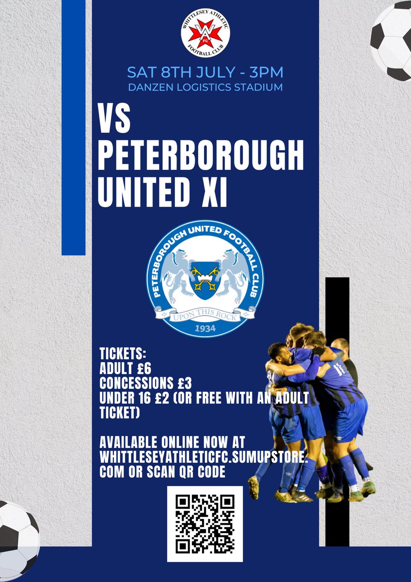 WhittleseyAthFC's tweet photo. Our attentions turn to Saturday where we are hosting a @theposh XI.

🏠 @danzenlogistics Stadium, Drybread Rd, Whittlesey, PE7 1YP
⏰ 3pm kick off
🍻 🍔 Bar &amp; Kitchen open
📖 Programmes available 
🎟️ £6/£3

Get your tickets now at…
https://t.co/RfBiCKxUqy https://t.co/B62ouAIs26