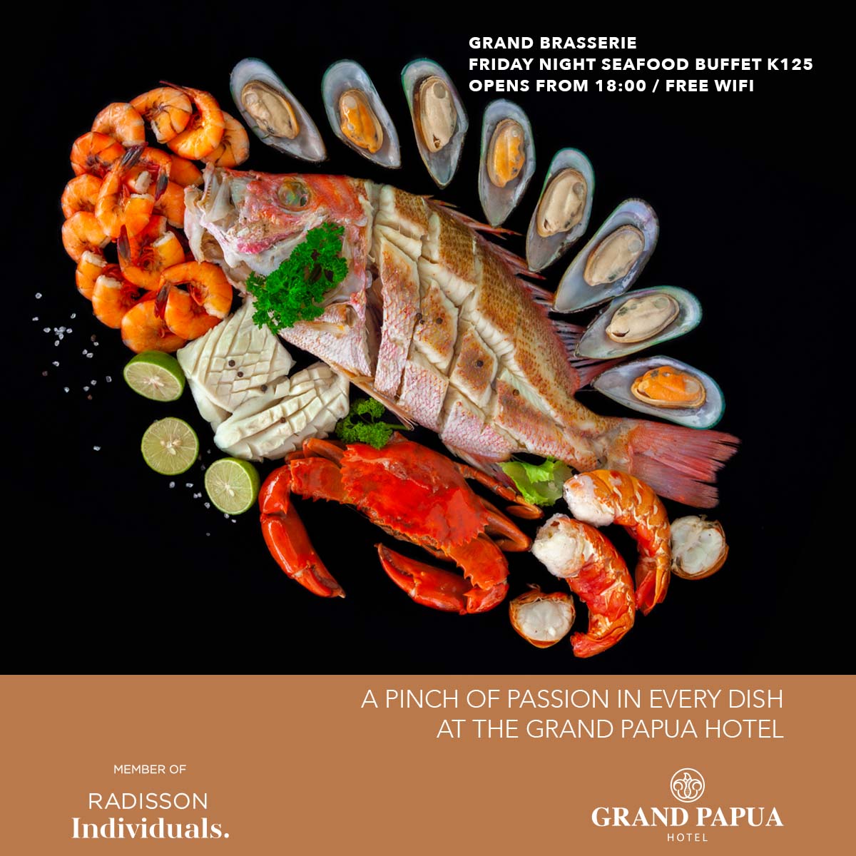 coralseahotels's tweet photo. 🍣Fresh from the sea to your platter!🦞

🏢ONLY K125 at the Grand Brasserie, Every Fridays from 5:30PM - 10PM, see you! 🕧

Contact us on:
☎️ (+675) 7999 0000 / 304 0000
📧 gph_reservations@grandpapuahotel.com.pg
📍 https://t.co/KVD5TReeG3

#GrandDining #Food https://t.co/Hqfk2J31X0