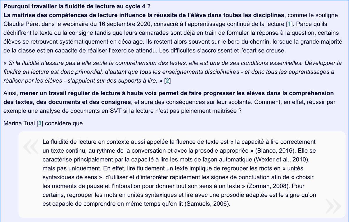 📖 [#Différenciation] Comment travailler la #lecture à haute voix ? -   lettres.ac-versailles.fr/spip.php?artic…

☑️ Accompagner le travail des compétences de lecture à l’issue des tests de #fluence en 6e : un dispositif en #Cycle4 pour offrir la possibilité de progresser en lecture à tous.