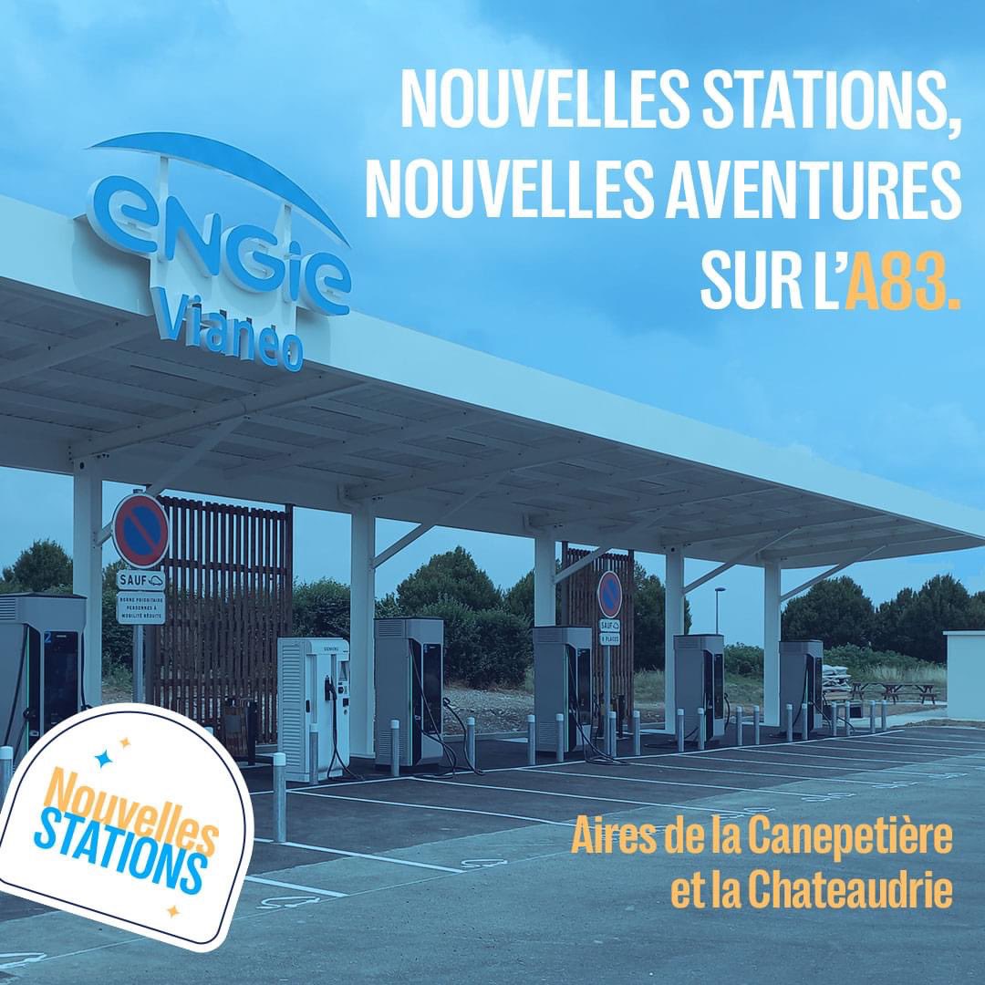 Même si vous êtes à l’ouest, on est là pour vous rappeler que 2⃣ nouvelles stations sont sur votre route.

🔋 10 bornes de recharge
⚡ jusqu'à 300kW
📍 autoroute A83 <a href="/VINCIAutoroutes/">VINCI Autoroutes</a>