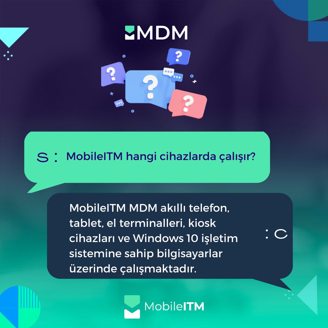 mobileitm_tr's tweet photo. Soru &amp; Cevap
Mdm(Mobile Device Management)

Demo için bizimle iletişime geçin!

#mobileitm #simkart #mdm #mobilcihazyonetimi #cihazguvenligi #uzakyonetim #simkartguvenligi #mobiledevicemanagement https://t.co/AJlVNlGQJa