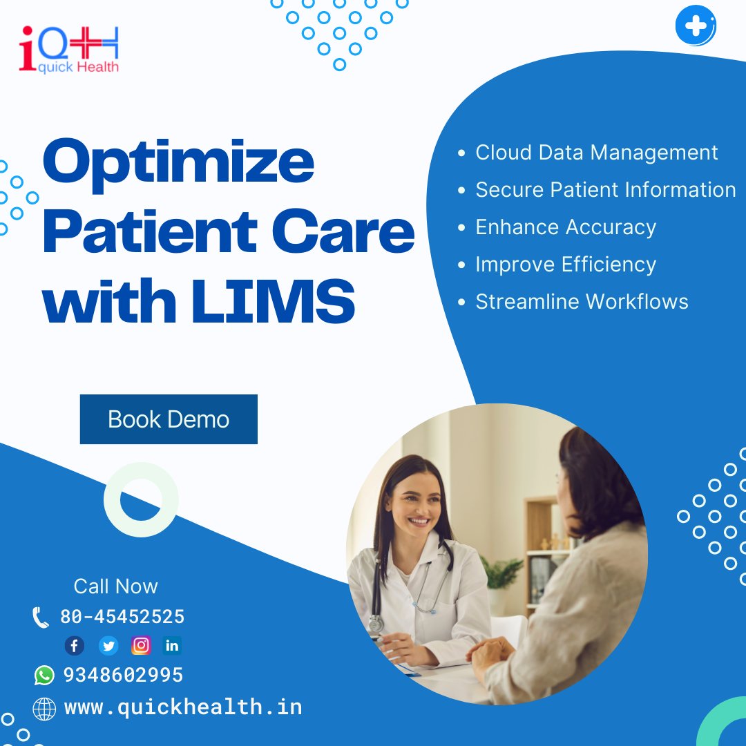 IqhLtd's tweet image. IQH Medicare Solution helps labs to reduce the pressure on repetitive tasks, increase productivity, and enhance the quality of diagnostic testing. Which ultimately improves patient care.

Visit us :quickhealth.in
Call us : 8045452525

#IQH #LIMS #Diagosticlabsoftware