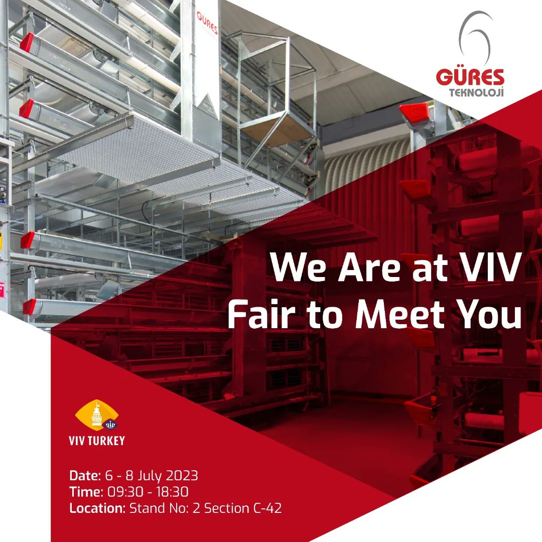 6- 8 Temmuz tarihleri arasında gerçekleşecek VIV 10.Tavukçuluk ve Teknolojileri İhtisas Fuarı’ndayız. Tüm sektör ilgililerini standımıza bekleriz.

#viv #vivfuarı #vivfair #fair #tavukçulukteknolojileri #tavukçuluksektörü #GüresYumurta