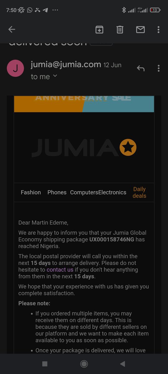 iam_Martinking's tweet photo. @JumiaNigeria More than 15 days and I'm yet to get any message, been sending mail but not going through. https://t.co/rHsdkcp08f